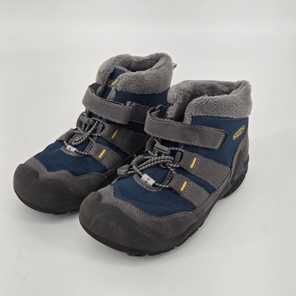 KEEN Kids Knotch Chukka Insulated Winter Snow Boots Navy Grey Size 2 Toddler EUC